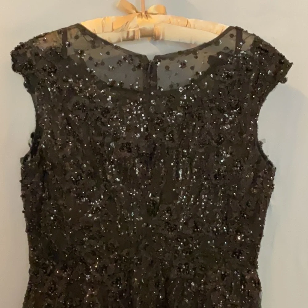 ✔️ MAC DUGGAL - Black Cap Sleeve Embellished A Line Dress - Picture 9 of 12